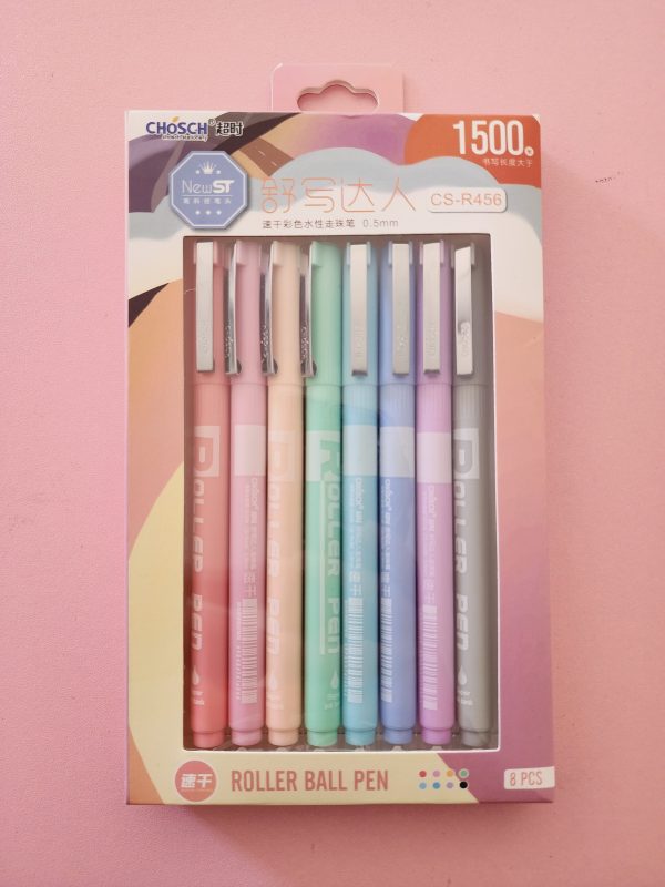 PACK 8 PLUMAS KAWAII COLORES PASTEL  PUNTO FINO GEL - Cute Shop