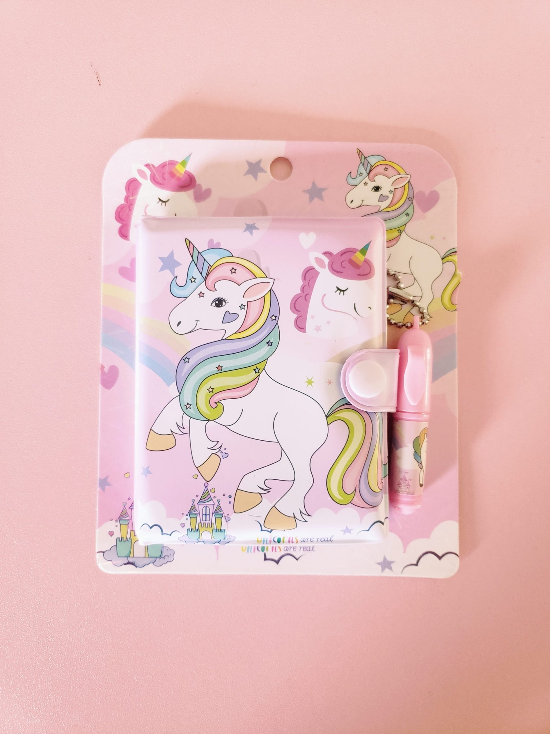 Kit escolar x 11 piezas, unicornio rosado