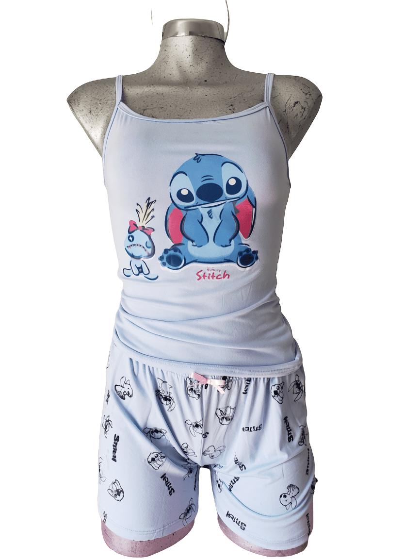Pijama Dama Blusa con Short Stitch y Crump Color Azul Claro Unitalla - Cute  Shop