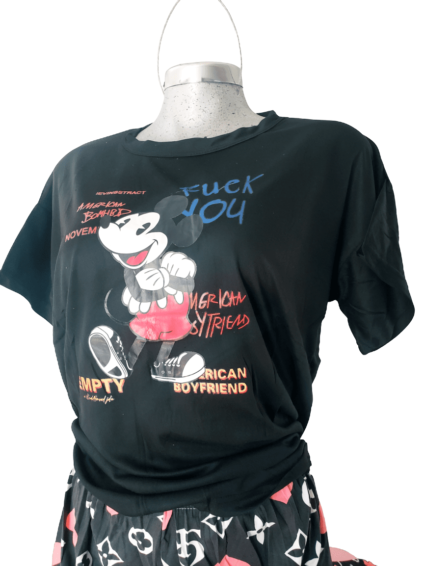 Disney-Conjunto de pijama de manga corta para mujer, Camiseta