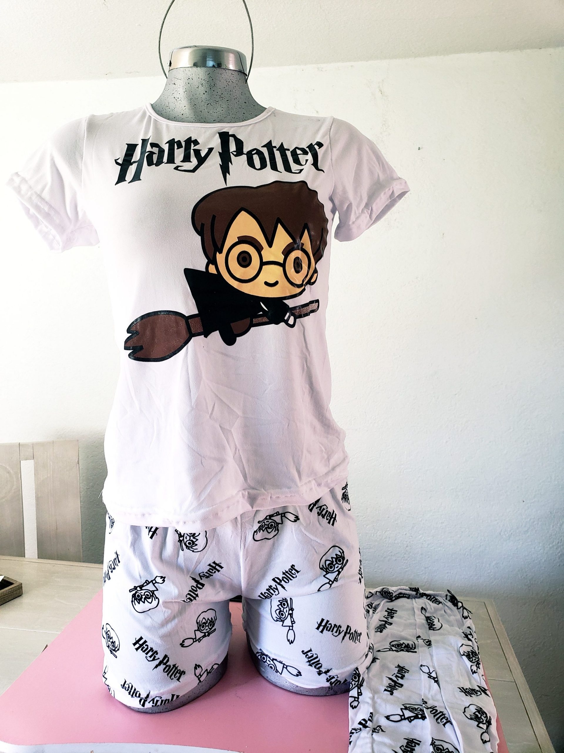 Pijama Conjunto 4 pzas para Dama Harry Potter con Manga Corta Kawaii Unitalla