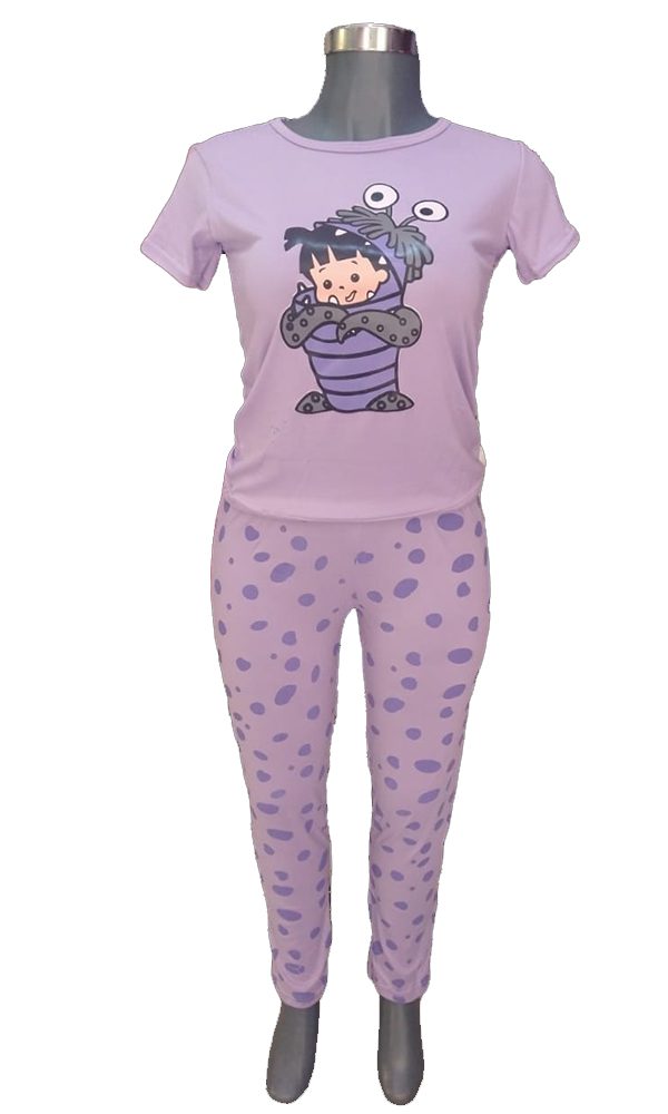 GENERICO Pijama Mujer Manga Corta Pantalón lila