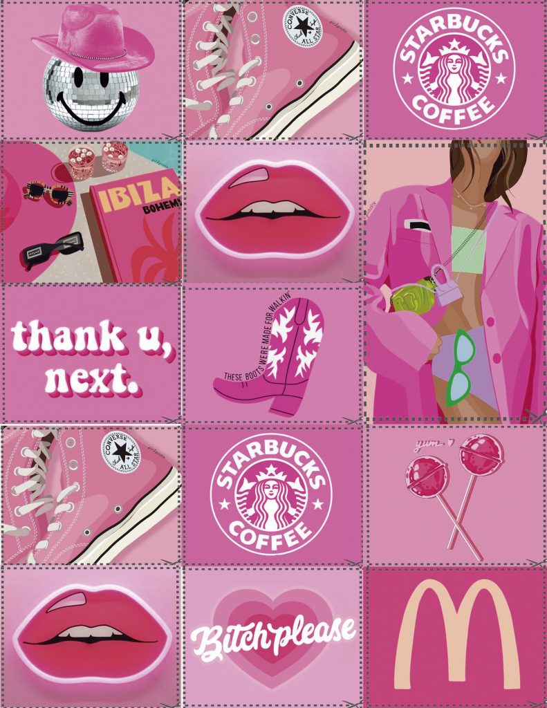 sticker calcomanias pinky chicle estampas decorativas tamaño carta