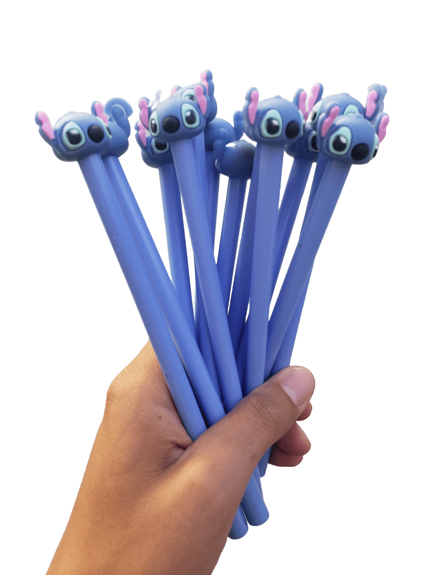 SET 12 PLUMAS CABEZA DE STITCH DISNEY PUNTO FINO GEL - Cute Shop