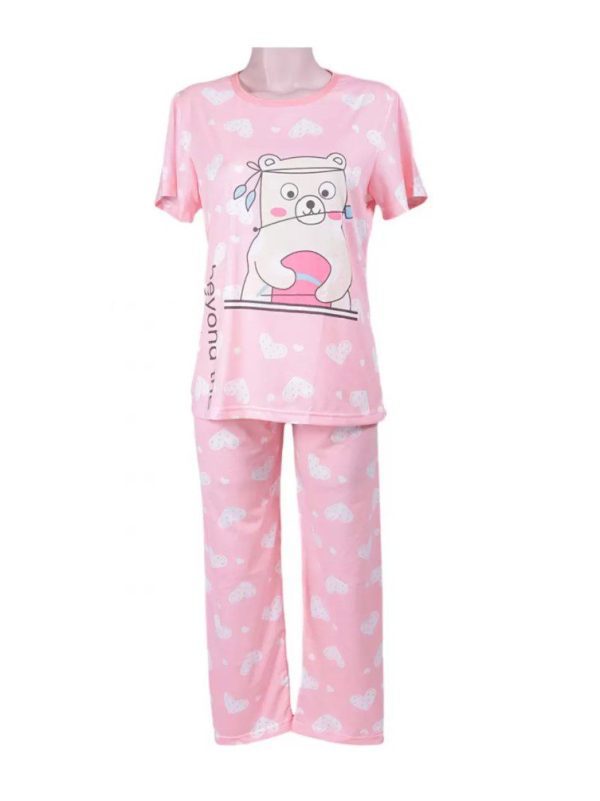 Pijama Dama Oso Kawaii Rosa Blusa Y Suave - Cute
