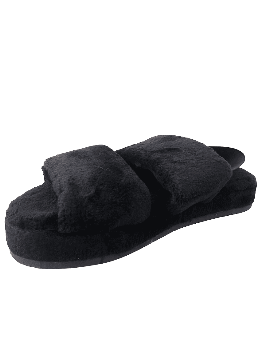 Pantuflas de Peluche Mujer Doble Tipo Sandalia Invierno Gris