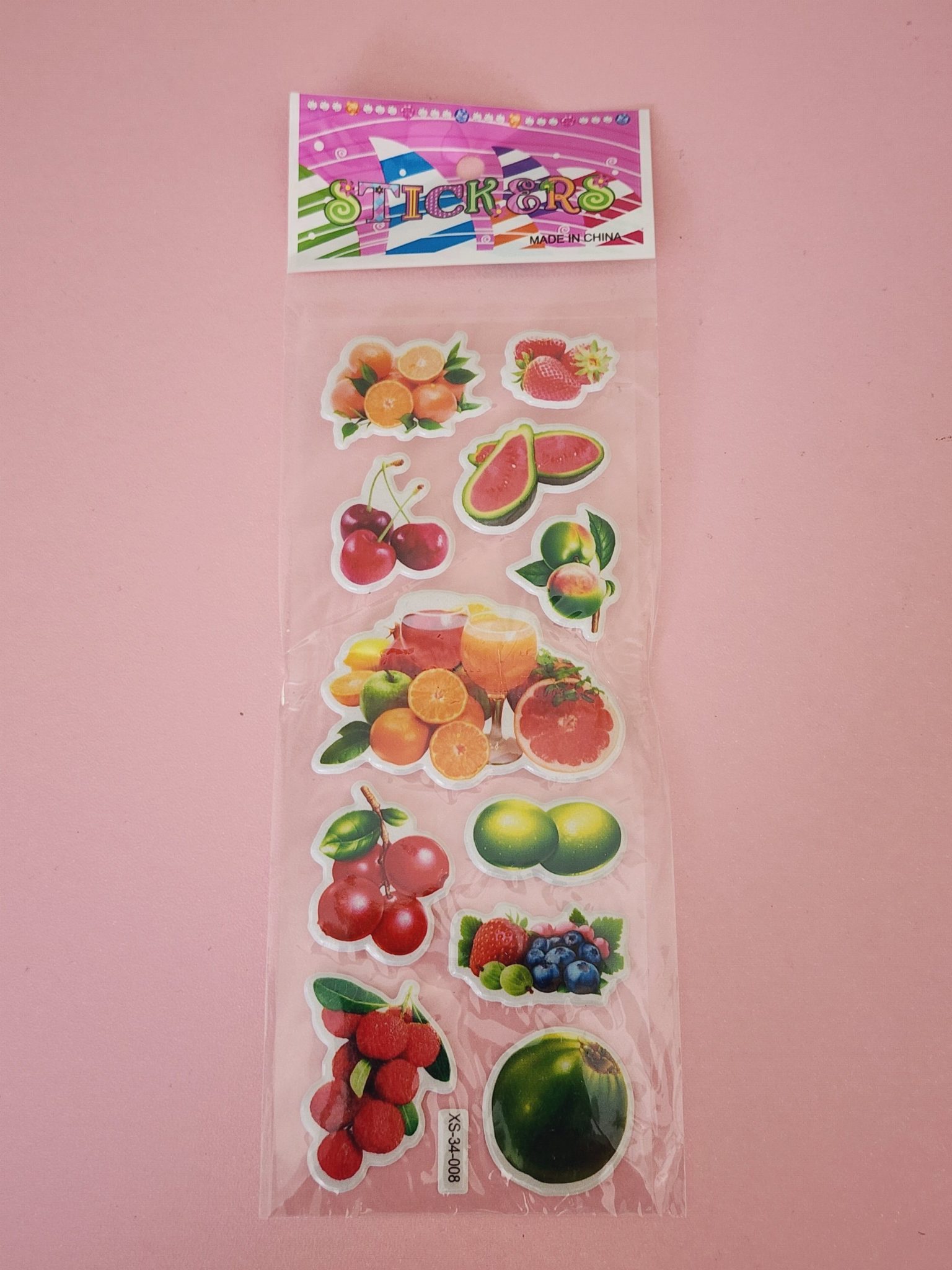 Planilla de Stickers con Relieve Frutas - Cute Shop