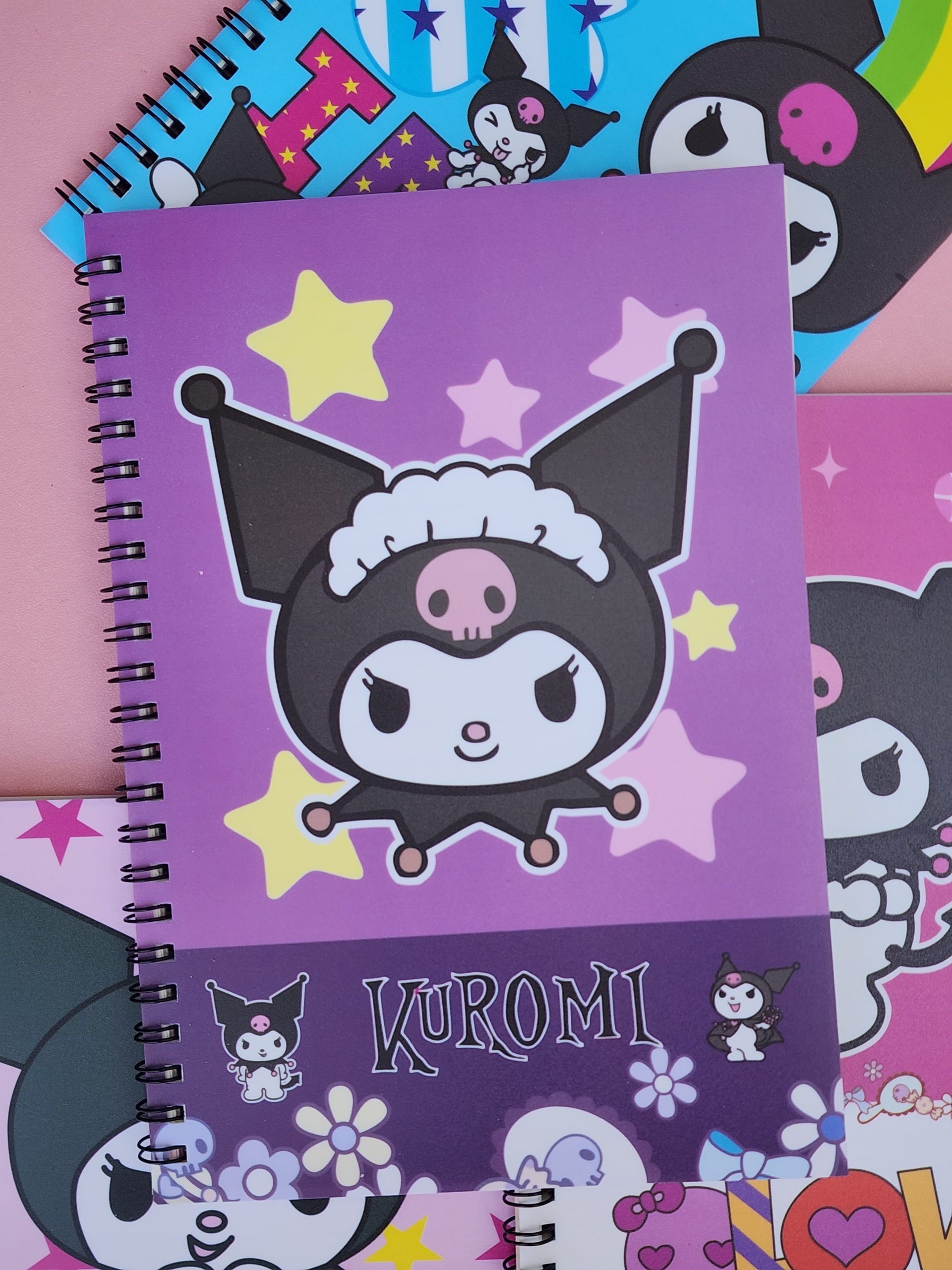 Libreta con Espiral Metalico Kuromi 80 Hojas Tamaño Frances - Cute Shop