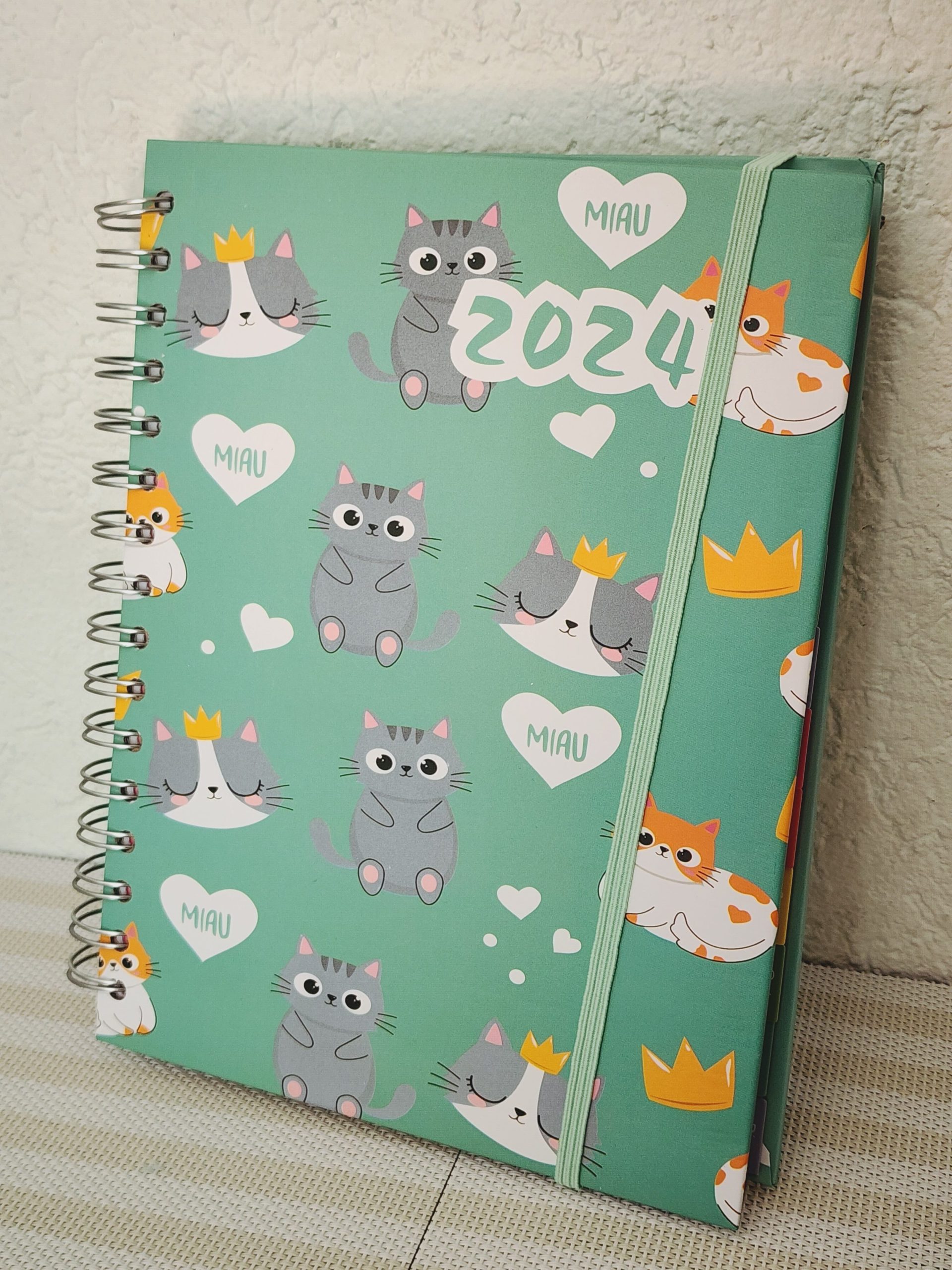 Agenda 2024 Spiral Mini PANDA 2024 color verde con diseño Panda